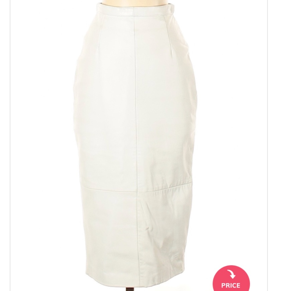 Vintage Michael Hoban Leather White Pencil Skirt
